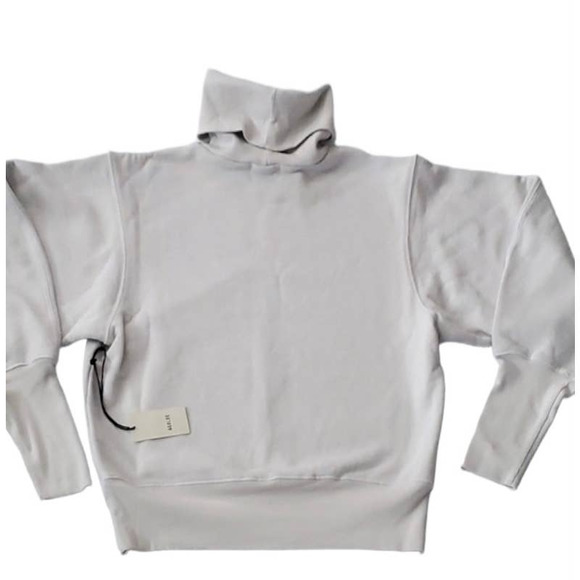 NWT AGOLDE Sz Medium Extended Rib Turtleneck Cotton Sweatshirt Gray Paper Mache - Picture 11 of 11